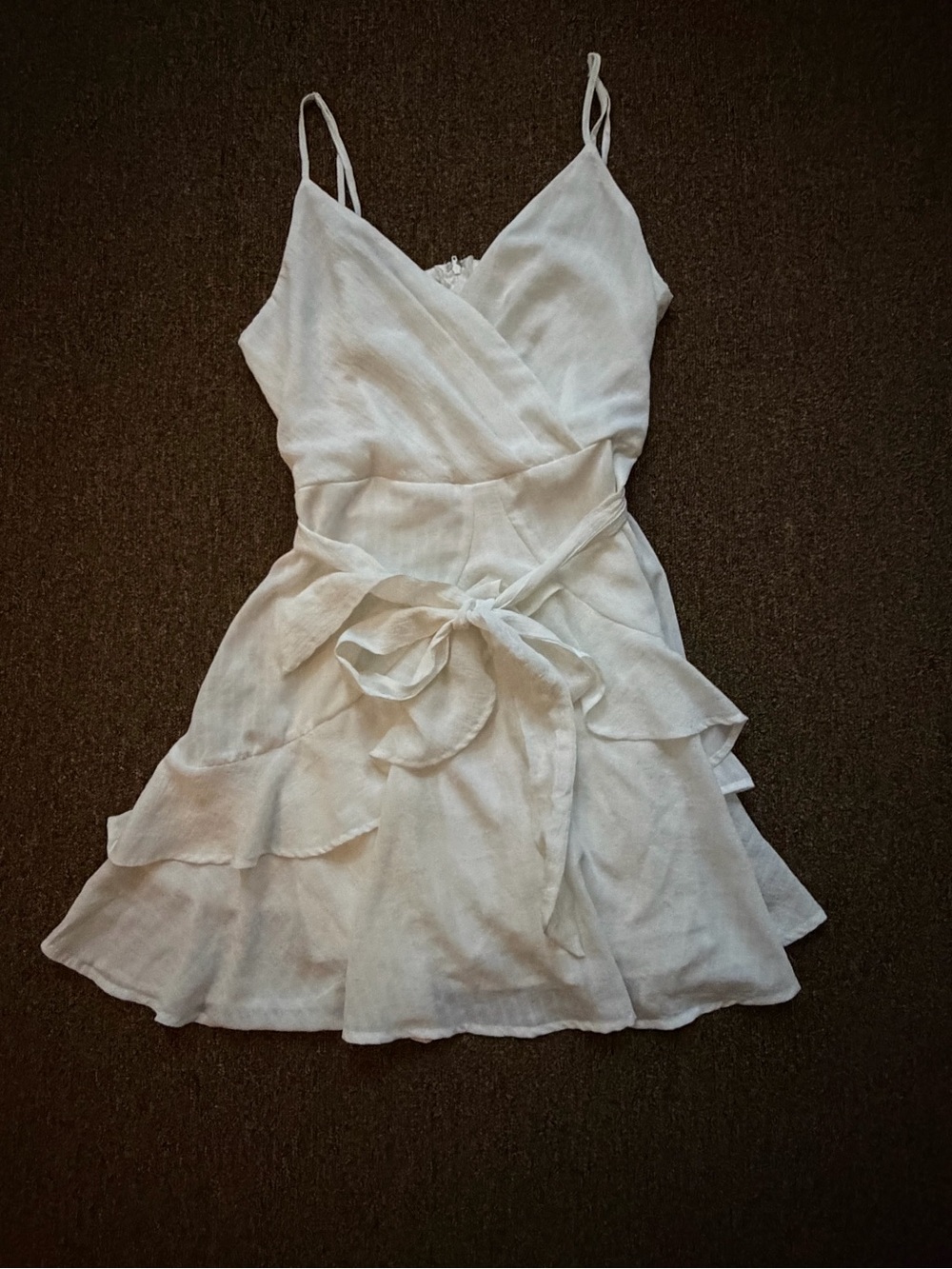 Altar'd State White Wrap Mini Dress with Ruffles